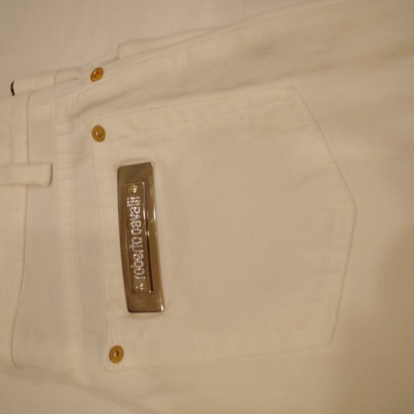Roberto Cavalli White Mini Flare Stretch Cotton Twill Pant- Sz. XS - Picture 10 of 12